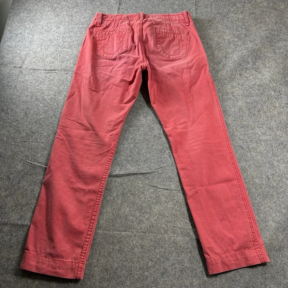 True Religion Jeans Mens 30 Straight Leg MEGRO4K32 Red Distressed Cotton